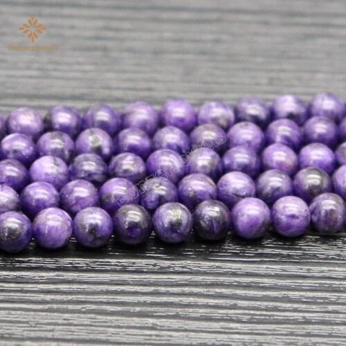 Natural Russian Charoite Round Smooth Stone Loose Spacer Beads For Jewelry Making DIY Supplies Bracelets Necklace 6/8/10MM
