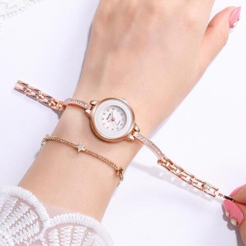 Luxury Fashion Rose Gold Women Watches Qualities Diamond Ladies Bracelet Watch Simple Pointer Silver Female Quartz Wristwatches