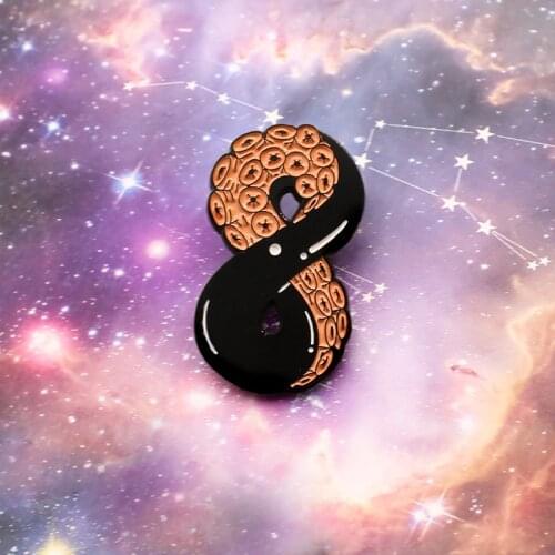 Black Number 8 Enamel Pin Horror Vessel Collection Brooch Bag Clothes Lapel Pin Sasha Away Badge Cartoon Jewelry Gift For Kids