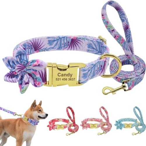 Flower Adjustable Dog Collar Pet Neck Strap Puppy Cat Collars for Small Medium Large Dog Pet Walking Leads Leashes Dropshipping