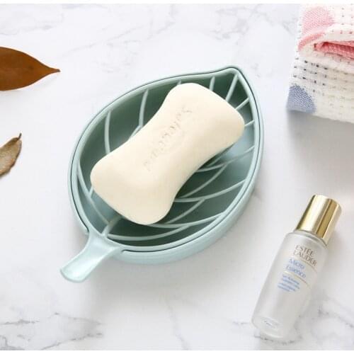 3 Colors Leaf Shape Soap Holder Non Slip Soap Box Toilet Shower Tray Draining Rack Bathroom Gadgets Soap Dish Soap Tray Holder