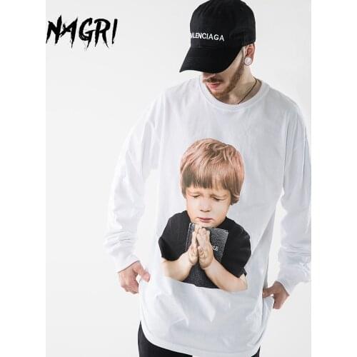 Funny Kid Graphic T-Shirt Men Hip Hop Loose Oversize Streetwear Spring Autumn Male Fashion Tee Shirts Casual Long Sleeve Tops