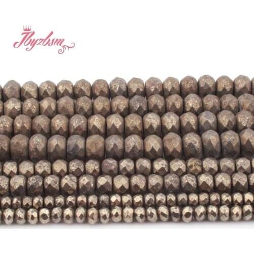 Faceted Heishi Rondelle Silvers Gray Pyrite Spacer Beads Stone for Women DIY Necklace Bracelet Earrings Rings Jewelry Making 15"