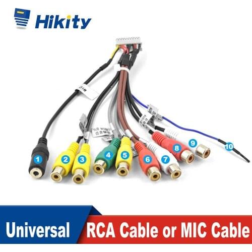 Hikity Android Radio Car Accessories RCA Output Wire External Microphone Adapter Universal Cable For 2 Din Car Radio