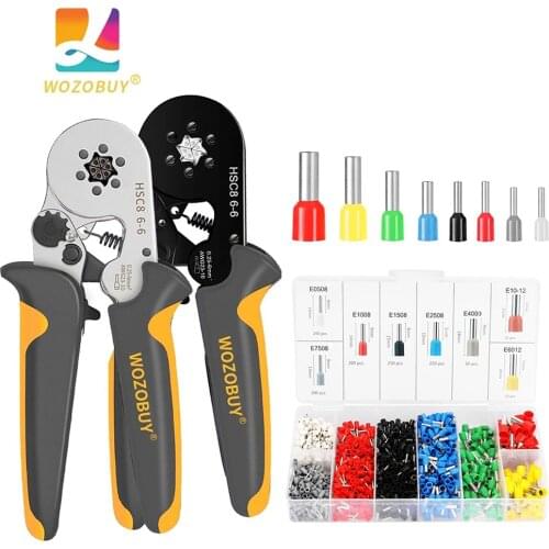 HSC8 6-6A/S ferrule Crimping Pliers 0.25-6mm² wire crimper tool Wire Stripper Hand Ferrule Crimp set Portable Crimping Pliers