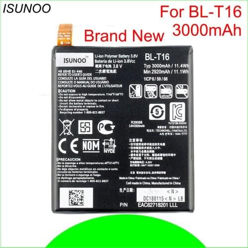 ISUNOO 3000mAh BL-T16 Phone Battery for LG G Flex 2 H950 H955 H959 LS996 US995 Battry Replacement