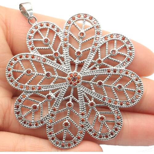 36x25mm Flowers Shape Created Green Peridot White CZ For Sister Silver Pendant Wholesale Drop Shipping