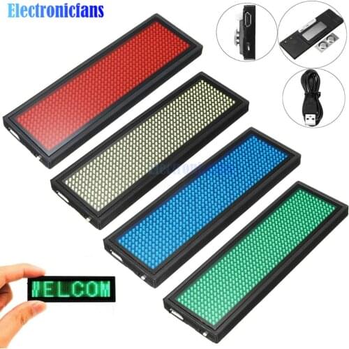 Mini LED Digital Display Rechargeable Programmable Name Badge 15 Display Languages Durable Scrolling Led Tag Sign Badge Module