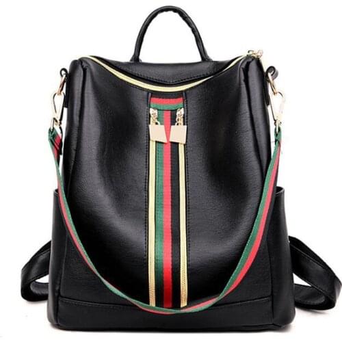 2021 New Fashion Women Backpack PU Leather Backpack Ladies Shoulder Bag Girls Travel Back Pack Student Bags High Quality