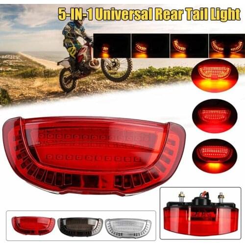 Motorcycle LED Tail Light Brake Stop DRL Turn Signal Rear Lamp Indicator License Plate Light for ATV Dirt Bike