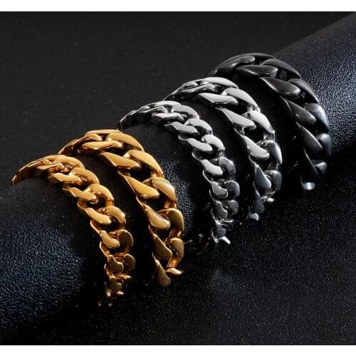 13/15/16mm Width Vintage 3 Colors Stainless Steel Men Bracelet Mens Chain Bracelets & Bangles Armband Jewelry Pulseras Hombre