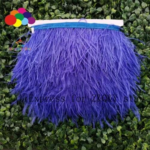 Z&Q&Y natural beautiful ostrich hair dyed sapphire color into cloth masquerade costume DIY accessories crafts feathers