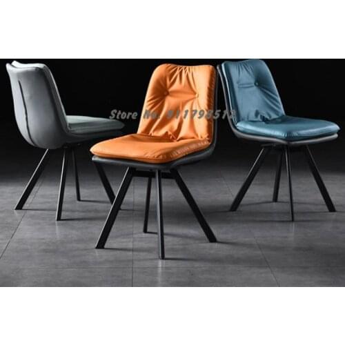 Nordic light luxury dining chair home restaurant leather modern minimalist desk dressing back stool makeup chair iron dining tab