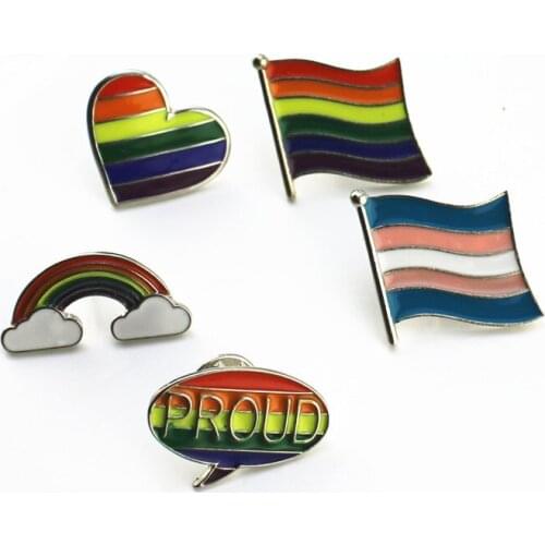 New multi-color hand Enamel star strip flag peach heart rainbow letter five style fashion brooch