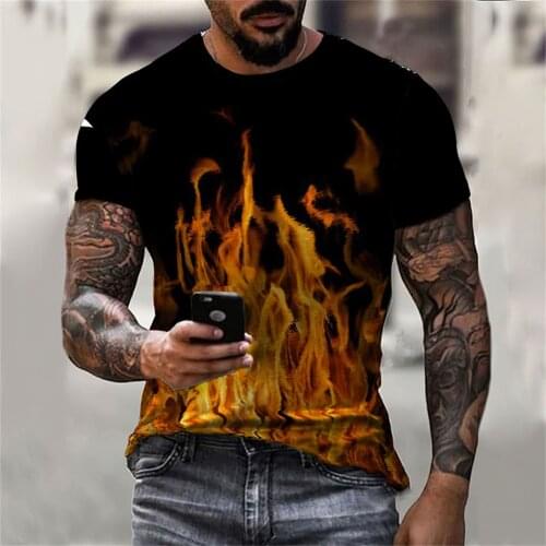 2021 New Flame MenS T-Shirt Summer Fashion Short Sleeve 3D Tops Smoke Element T Shirt Trendy Child Boy Girl Kids Tshirt Tees