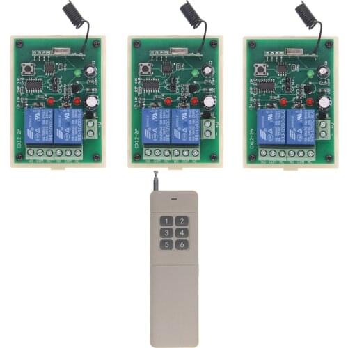Remote Control Switch 12V 24V 2CH Relay RF 2CH 2 CH Receiver 3000m Long Range 6CH Transmitter Learning 315 / 433 MHz