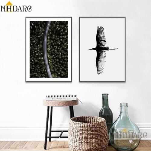 Posters And Prints Wall Art Canvas Painting Wall Pictures For Living Room Nordic Forest Birds Eye Scenery Picture Decoration