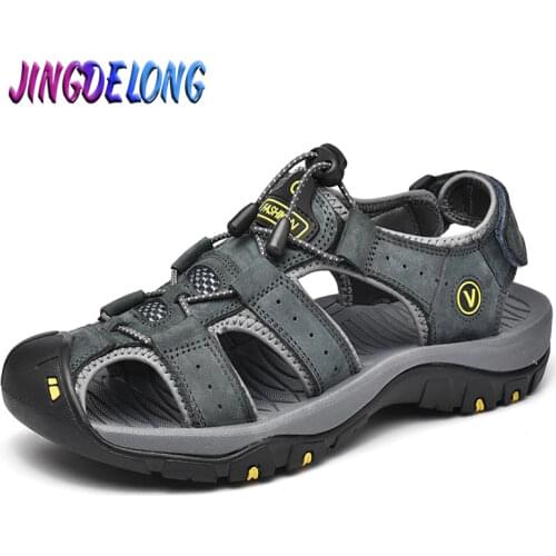 Summer Mens Sandals Genuine Leather Breathable Soft Mens Beach Sandals Roman Platform Sandals Design Men Outdoor Slippers