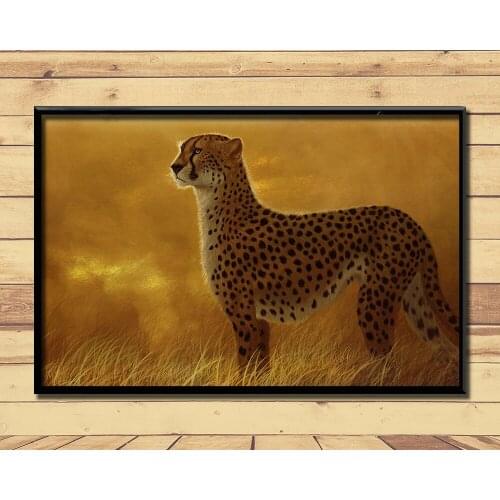 Cheetah Fierce Animal (30) Wall Posters Prints Silk Art Painting For Home Wall Bedroom Decor
