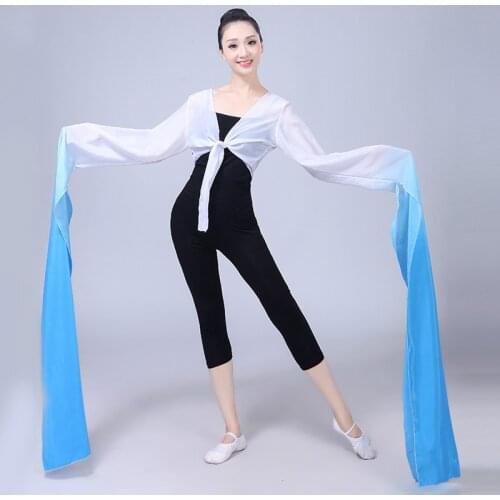Chiffon Water Sleeves Yangko Dance Practice Tops Chinese Classical Dance National Hanfu Dance Beijing Opera Tibetan Costume