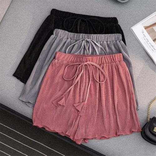 Summer Women High Waist Loose Soft Shorts Female Solid Candy Color Casual Pleat Shorts Fashion Elegant Shorts Plus Size M-7XL