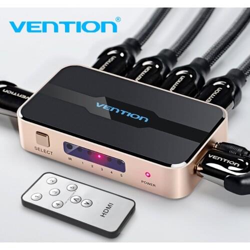 Vention HDMI Splitter 5 Input 1 Output HDMI Switch 5x1 for XBOX 360 PS4 Smart Android HDTV 4K 5 in 1 out HDMI Switcher Adapter