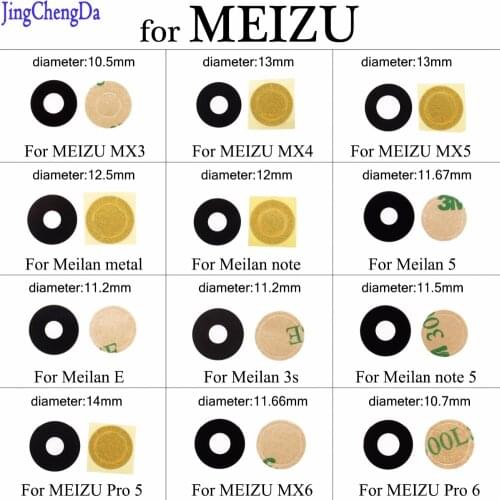 JCD Rear Back Camera Glass Lens For Meizu MX4 MX5 Pro 5 Pro 6 For Meilan M2 M3 M3s M2 Note Camera Glass Lens+adhensive