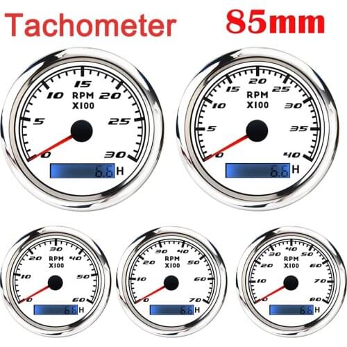 Waterproof Car Boat Tachometer Gauge 3000,4000,6000,7000,8000RPM Marine Tacho Meter with Hourmeter 85mm Tacho meter Toerenteller