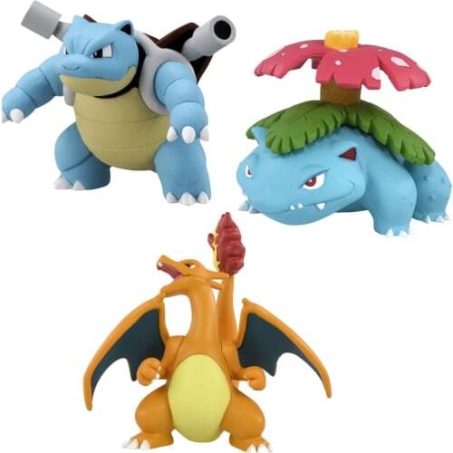 TAKARA TOMY POKEMON MS14-16 Venusaur Blastoise Charizard Anime Action Figure Collection Model Toy For Kids