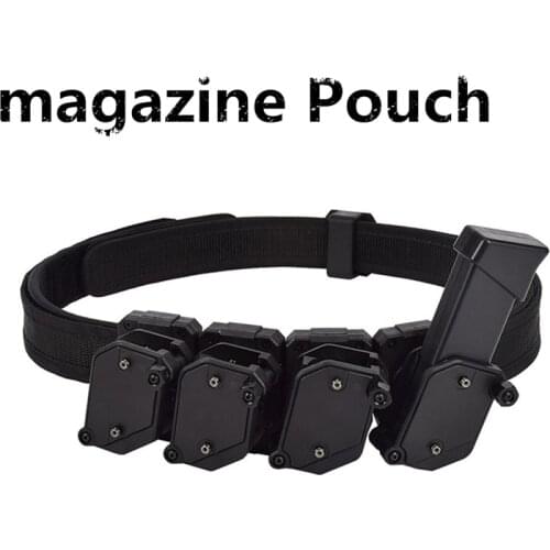 Tactical IPSC Rifle Shooting Belt with 4PCS Multi-Angle Speed Pistol Magazine Pouch for Hunting Outdoor Airsoft Accessories