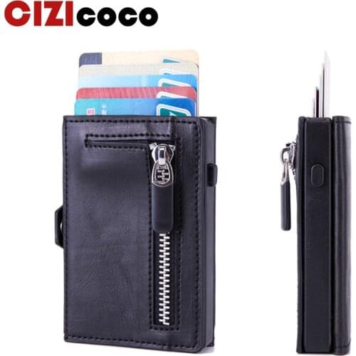 Carbon Fiber Rfid Card Holder Wallets Men Zipper Coin Money Bag Male Thin Mini Slim Magic Wallet Small Money Bag Wolet for man