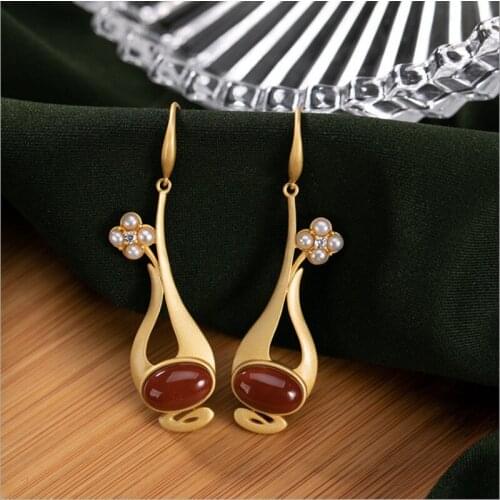 Uglyless Strong Vitality Survival from Hardness Pearls Flower Earrings for Women Meaty Agate Vases Gold Earring 925 Silver Jewel