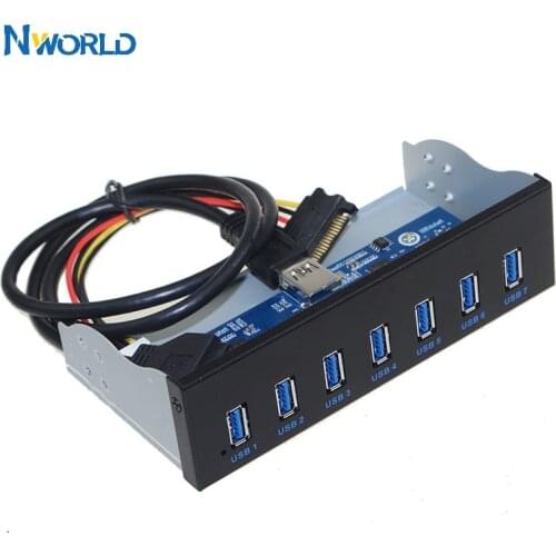 USB 3.0 7 Ports Hub 5Gbs 5.25" CD-ROM Drive Bay CD ROM Front Panel For Computer Case+USB 3.0 19-pin Header To Type-A Male Cable