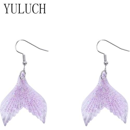 YULUCH Woman shiny fish tail pendant earrings ladies beautiful accessories earrings girls glamour jewelry
