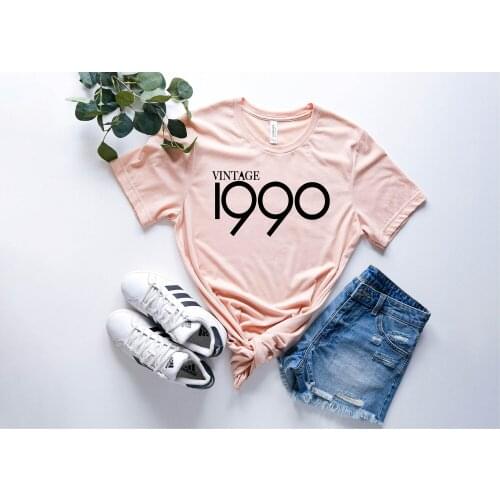 Vintage 1990 Birthday Women Tshirt 31th Party Shirt Funny Graphic Cotton Short Sleeve Tees Plus Size O Neck Female Gift Clothing