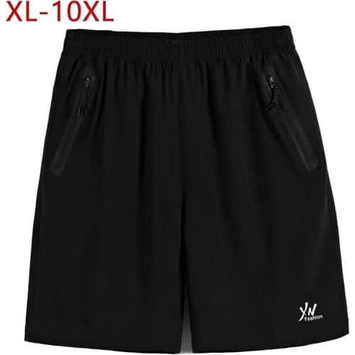 XL-10XL Plus Size Summer Mens Casual Shorts Black Solid Male Baggy Short Pants Elastic Waist Men Waterproof Loose Shorts 6XL 8XL