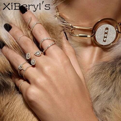 Creative Design Geometric Zircon Ring Womens Rings Mariage Engagement Ring Anniversary Gift For Women Female Stylish Rings