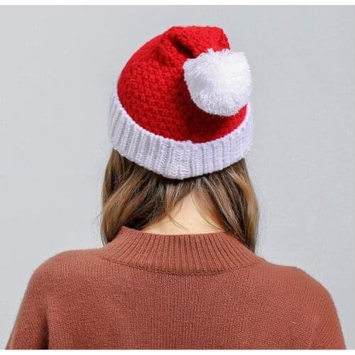 Winter Christmas Knit Caps Women Baggy Warm Crochet Wool Hat New Year products Holiday party gifts Female Clothing Accessories