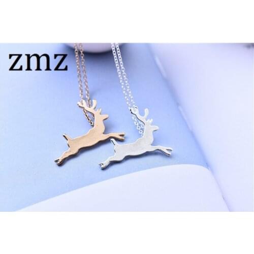 ZMZ 50pcs/lot US/Europe popular outdoor fashion necklace lovely animal small running deer pendant jewelry for party/gift/sport