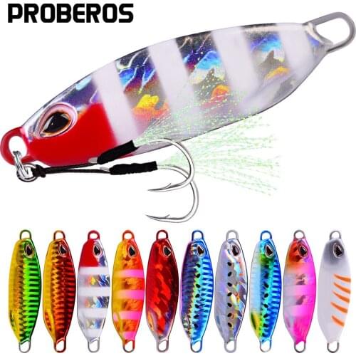 PROBEROS 1PC Drag Metal Cast Jig Spoon 10g-15g-20g-30g-40g-50g Shore Casting Jigging Lead Fish Sea Bass Hard Bait Fishing Lure