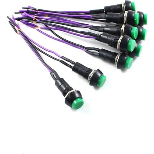 Car Green Mini 2pin Round Toggle Self-locking Power Panel ON/OFF Push Button Switch 3A (10pcs)