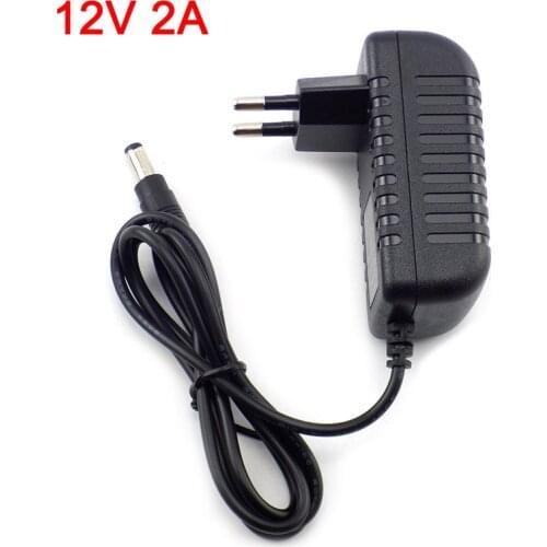 12V 2A 2000mA US EU Plug 5.5mm x 2.1mm 100-240V AC to DC Power Adapter Supply Charger Charging adapter for LED Strip Lamp Switch