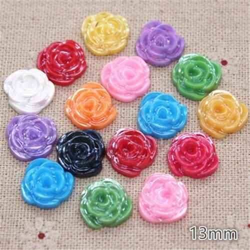 13mm 100pcs Mix Colors Cute Resin Flower Flatback Cabochon Appliques/Wedding Decoration Craft DIY