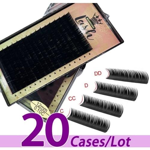 20case/lot MASSCAKU c/d vlume lashes extensions 0.03 0.05 0.07 0.10 silk mink individual lashes extensions with private label