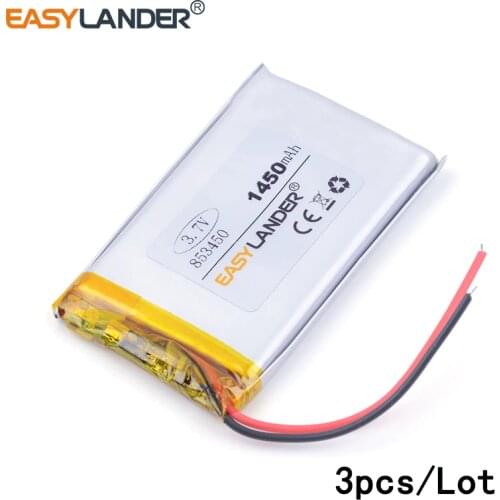 3pcs /Lot 853450 1450mAh lithium Li ion polymer rechargeable battery 3.7V pure cobalt acid lithium PSP andorid phone toys