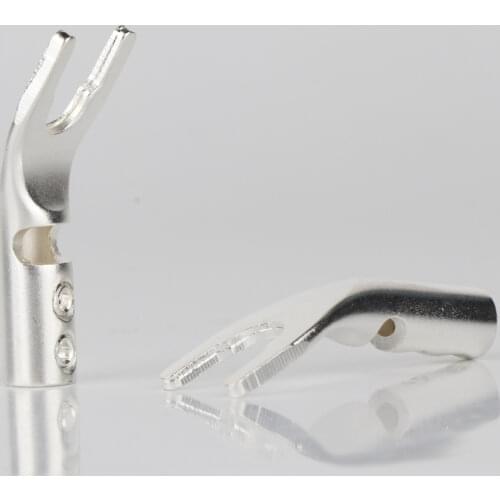 4Pcs hi-end 99.998% pure Copper Y plug silver Plated Speaker Cable Spade Terminal Y Connector Plug