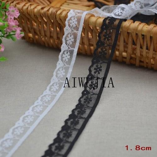 50Yards White Black Lace Trim 1.8cm Wholesale Sewing Apparel Embroidered Mesh Lace Fabric YYN628