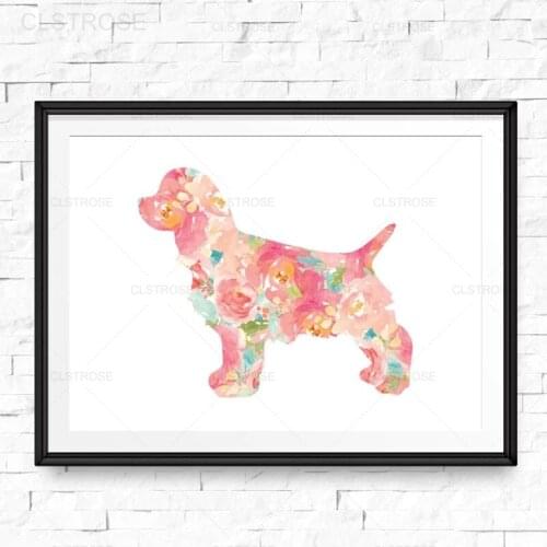 Abstract Pet Dog Teddy Art Poster Creative Flower Animal Pictures and Prints Modern Home Decor Baby Room Nursery Canvas Painting