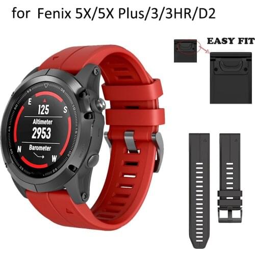 ANBEST Silicone Strap with Quick Release Wrist Band for Fenix 5X 3 3HR 26mm 22mm Strap for Fenix 5 5X Plus forerunner 935