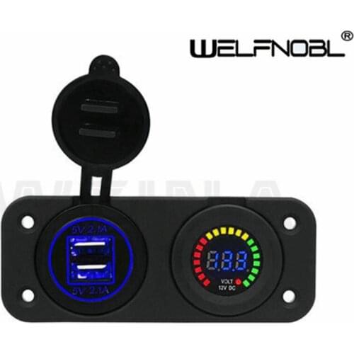 DIY Waterproof Dual USB 4.2A Car Charger Adapter and Voltmeter LED Panel 12V for Motorcycle Car Boat Marine Carvan